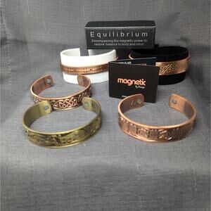 Magnetic Equilibrium Bracelets Rose Gold Tone Dragon Cross Celtic Knot Lot of 5